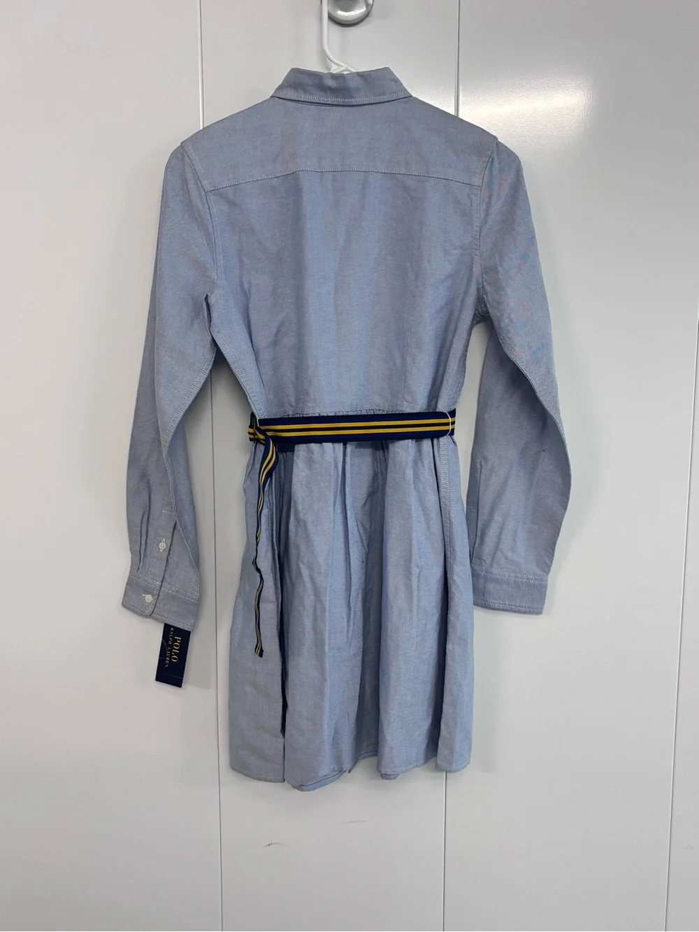 Ralph Lauren Girls Oxford Shirt Dress Size 16 Blue White Striped Belted NWT